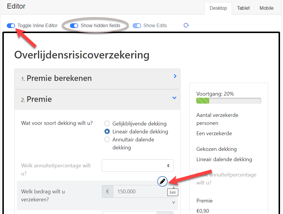 Het wijzigen van een digitaal formulier in NovuDialog.