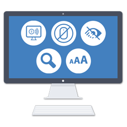 Accessibility: zoom in, enlarge font, speak text, etc.
